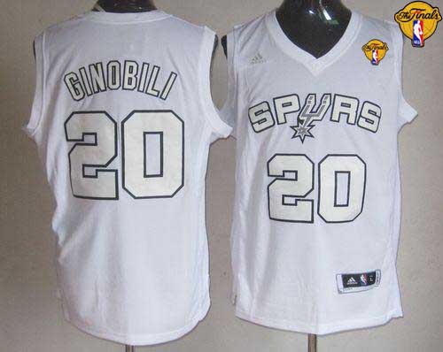 White Spurs #20 Manu Ginobili Winter On-Court Finals Patch Stitched NBA Jersey